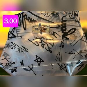Black word jelly transparent purse